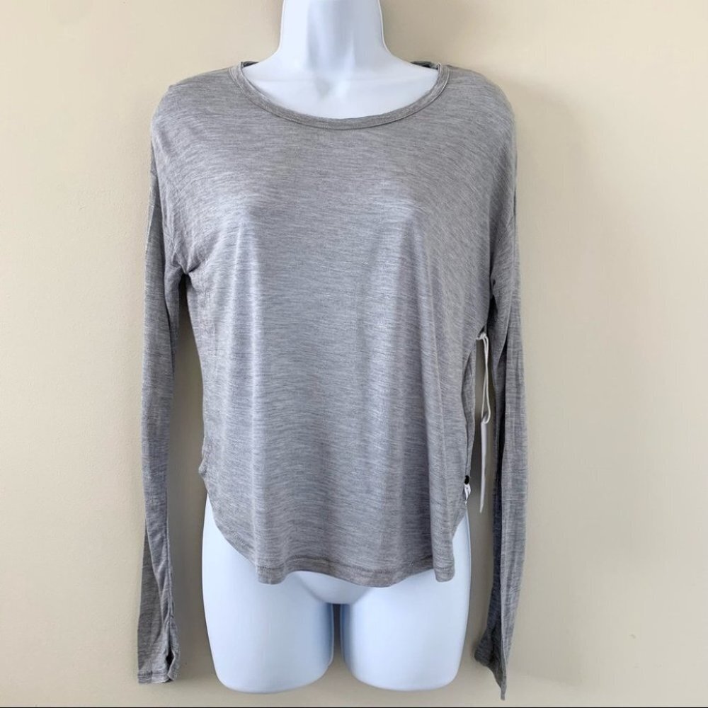 Revolve One Teaspoon Cropped Top long sleeve Casual Basic Neutral Gray Size XXS